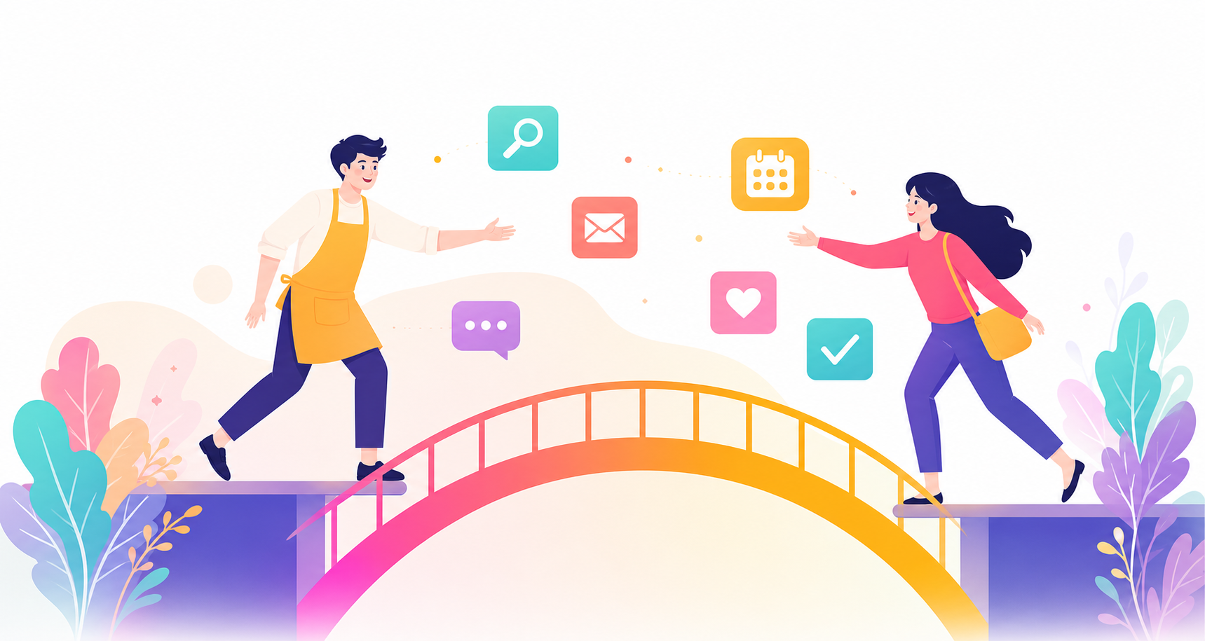 事業者とお客様をつなぐ橋のイラスト